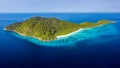 Aerial view of the beautiful tropical island of Koh Tachai in the Similan Islands Royalty Free Stock Photo