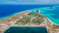 Aerial view of the beautiful tropical island Maamigili at Alif Dhaal Atoll at the indian ocean Royalty Free Stock Photo