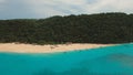 Aerial view beautiful beach on tropical island. Boracay island Philippines. Royalty Free Stock Photo