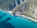 AERIAL VIEW OF THE BEAUTIFUL AND UNCONTAMINATED BEACH OF FUILI, ON THE GULF OF CALA GONONE