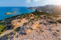 Afternoon foto of aerial view on Vai palm beach in Crete island Royalty Free Stock Photo