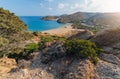 Afternoon foto of aerial view on Vai palm beach in Crete island Royalty Free Stock Photo