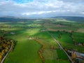 Aerial view of beautiful valley in mid Wales