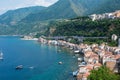 Aerial view of the beautiful villages of Scilla and Chianalea in Calabria, Italy.