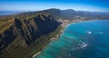 Waimanalo Beach and coastline on the island of Oahu, Hawaii. Royalty Free Stock Photo