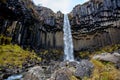 Aerial view of beautiful waterfall Svartifoss in Skaftafell national park in Iceland Royalty Free Stock Photo
