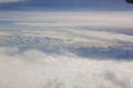 Aerial view beautiful white clouds in blue sky. Nice background Royalty Free Stock Photo