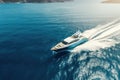 aerial view of beautiful yacht in blue sea, AI Generated