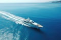 aerial view of beautiful yacht in blue sea, AI Generated