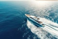 aerial view of beautiful yacht in blue sea, AI Generated