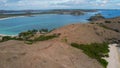 Aerial view of The beauty of Merese hill Lombok island when sunset, West Nusa Tenggara. Lombok, Indonesia, October 21, 2021 Royalty Free Stock Photo