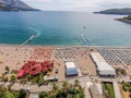 Aerial view of Becici beach in Budva town, Montenegro
