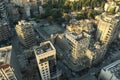 Aerial view of Beirut destruction after a fire at a warehouse with explosives in Beirut Port