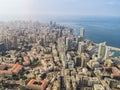 Aerial View of Beirut Lebanon, City of Beirut, Beirut city scape; Drone shot of Beirut downtown Royalty Free Stock Photo