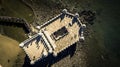 Aerial view on Belem Tower located in Lisbon city. Royalty Free Stock Photo