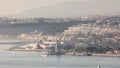 Aerial view of Belem Tower timelapse, one the most famous landmark in the city of Lisbon, Portugal. Royalty Free Stock Photo