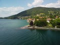 Aerial view of Bellagio in lake Como, a picturesque and traditional village Royalty Free Stock Photo