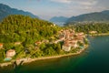 Aerial view of Bellagio village on the coast of Como lake, Italy. Evening view Royalty Free Stock Photo