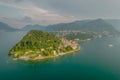 Aerial view of Bellagio village on the coast of Como lake, Italy. Evening view Royalty Free Stock Photo