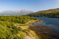 Aerial view of Ben Nevis, Fort William and Loch Eil in the evening sunshine Royalty Free Stock Photo
