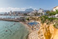 Aerial view of Benidorm city on Costa Blanca in Spain with skyscrapers