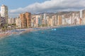 Aerial view of Benidorm city on Costa Blanca in Spain with skyscrapers