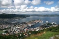 Aerial view of Bergen Bryggen, Norway Royalty Free Stock Photo