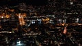 Night Panorama of Bergen city centre from Floyen viewpoint in Norway in autumn Royalty Free Stock Photo