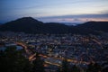 Aerial view of Bergen city in Norway at dusk Royalty Free Stock Photo