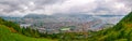 Aerial view of Bergen, Norway. Panoramic view of city center, Vagen harbor and Puddefjorden Royalty Free Stock Photo