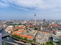 Aerial view of Berlin skyline along Spree river, Germany Royalty Free Stock Photo