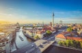 Berlin skyline with Spree river at sunset, Germany Royalty Free Stock Photo