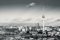 Aerial view of Berlin skyline, Germany black and white Royalty Free Stock Photo