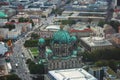 Aerial view of Berlin with skyline and scenery beyond the city, Germany, seen from the observation deck of TV tower Royalty Free Stock Photo