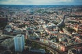 Aerial view of Berlin with skyline and scenery beyond the city, Germany, seen from the observation deck of TV tower Royalty Free Stock Photo