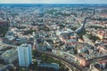 Aerial view of Berlin with skyline and scenery beyond the city, Germany, seen from the observation deck of TV tower Royalty Free Stock Photo