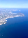 Aerial view of Bernia Mountains, Benidorm, Albir, Calpe and Altea Spain Royalty Free Stock Photo