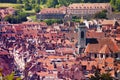 Aerial view of Besancon old city at sunny day