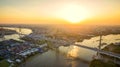 Aerial view of bhumibol bridge and chaopraya river in bangkok th