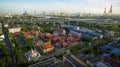 Aerial view of bhumibol bridge and chaopraya river in samuthprakarn - bangkok thailand