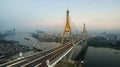 Aerial view of bhumibol 2 bridge important modern landmark over