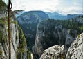 Aerial view of Bicaz Gorges in Romania