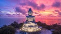 Aerial view Big Buddha at twilight, Big Buddha landmark of Phuket, Phukei Island, Thailand