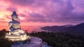 Aerial view Big Buddha at twilight, Big Buddha landmark of Phuket, Phukei Island, Thailand