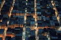 Aerial view of a big city at night with buildings and streets Royalty Free Stock Photo