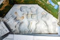 Aerial view of big concrete skate park with lots of pools, ramps and obstacles