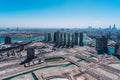 Aerial view of big modern city | Abu Dhabi city Al Reem Island | Middle East travel destinations | United Arab Emirates Royalty Free Stock Photo