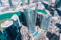 Aerial view of big modern city | Abu Dhabi city Al Reem Island | Middle East travel destinations | United Arab Emirates Royalty Free Stock Photo