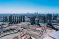 Aerial view of big modern city | Abu Dhabi city Al Reem Island | Middle East travel destinations | United Arab Emirates Royalty Free Stock Photo