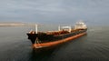 Aerial view of big oil tanker. Large oil tanker ship enters the port Royalty Free Stock Photo